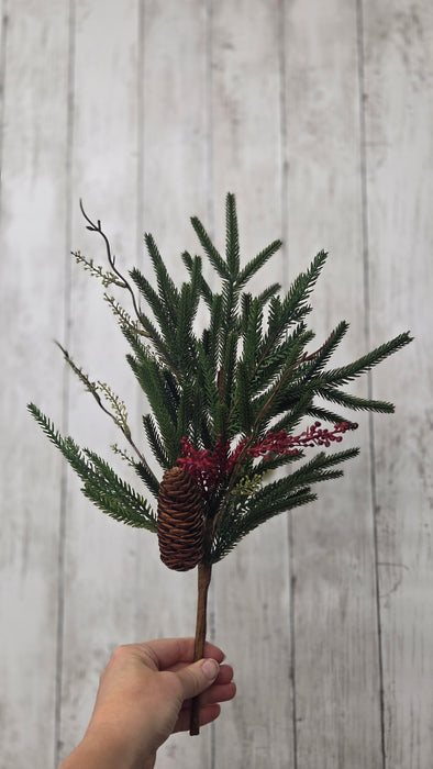 Red Artificial  Mix Austrian Pine Stems 2 sizes