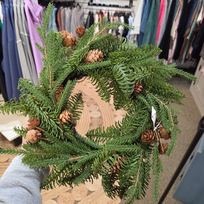 12"  Real Touch Alpine Pine Candle Ring