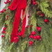 Faux cedar pine Christmas wreath with velvet ribbon – handcrafted look Lewiston MN