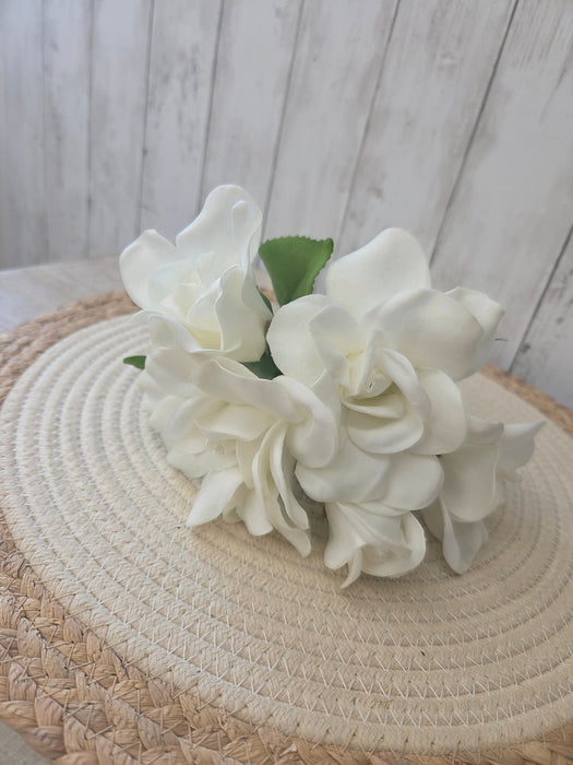 Artificial 12" White Gardenia Flowers (5 Stems)