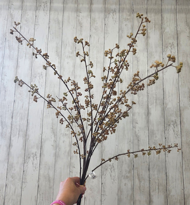 Artificial Berry Stems in Sage, 34" Length, Set of 3