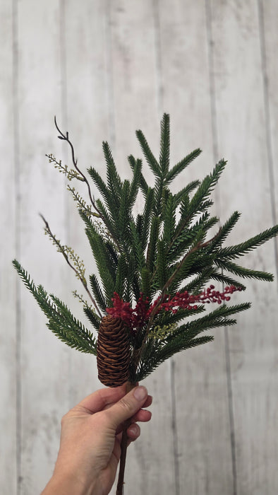 Red Artificial  Mix Austrian Pine Stems 2 sizes