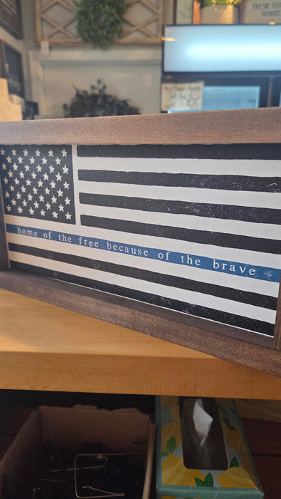 Home of the Free Distressed Flag Handmade Wood Sign