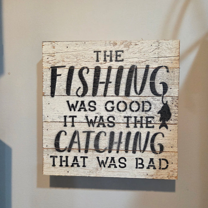 Handmade small fishing décor wooden sign