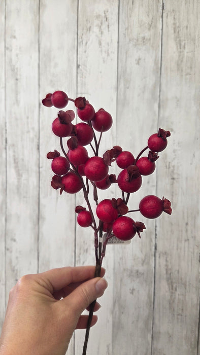 Artificial 13"  Berry Spray Outdoor-Indoor Red Color | Heartland Store MN