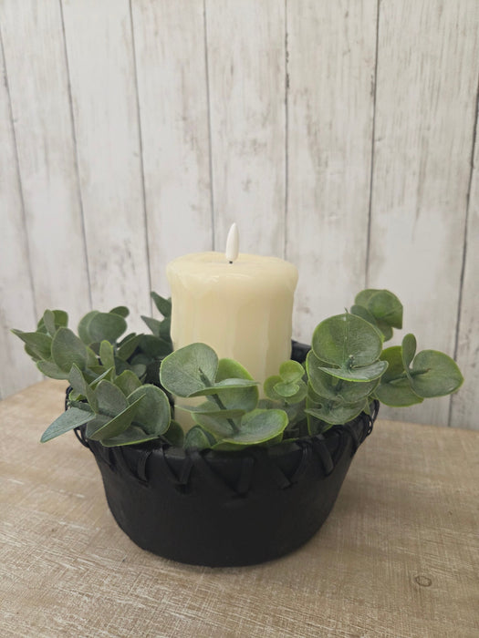 Artificial Eucalyptus Branches and 3” Candle Ring