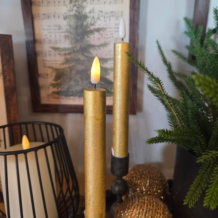 Elegant gold taper candle set for weddings and holidays gift shop in MN