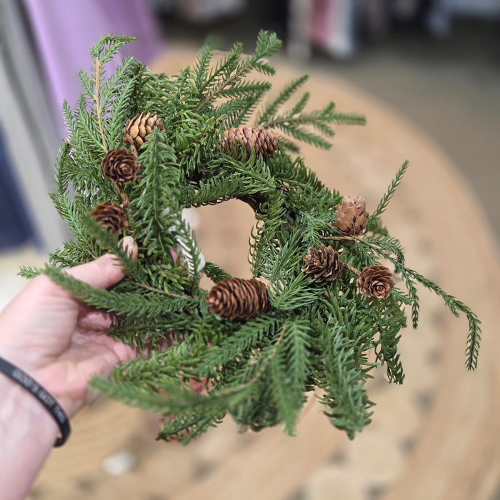 Christmas 12" Mixed Pine Candle Ring Artificial Greenery