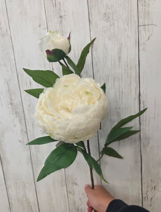 Artificial Stem 27" Real Touch White Peony