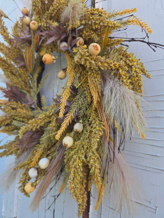 Fall Handmade Wreath 22" with Eucalyptus and Pampas accents