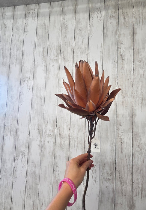 Artificial Fall Protea Stem – 21" Tall, 7" Bloom | Autumn Floral Decor