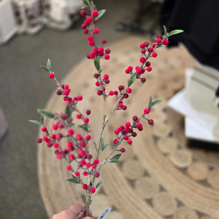 32" Red Iced Berry Spray for Christmas