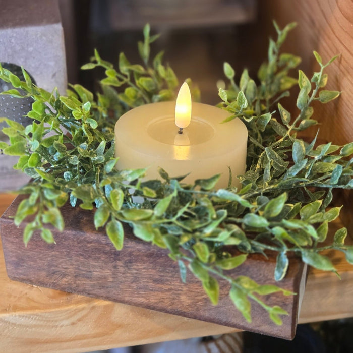 Square Petite Wood Bowl with candle insert