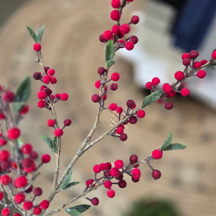 32" Red Iced Berry Spray for Christmas