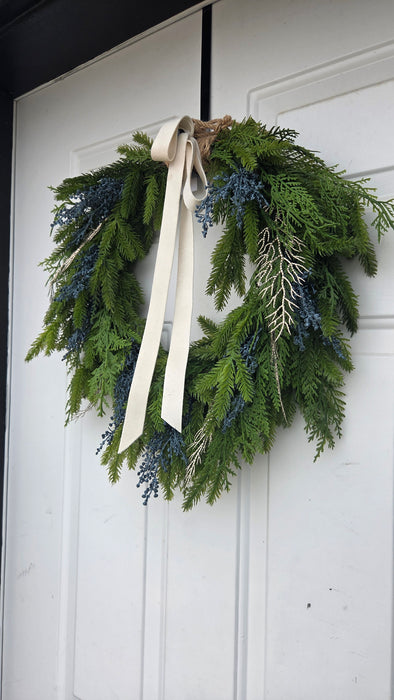 Holiday spruce swag with blue berries – outdoor UV treated décor Lewiston MN