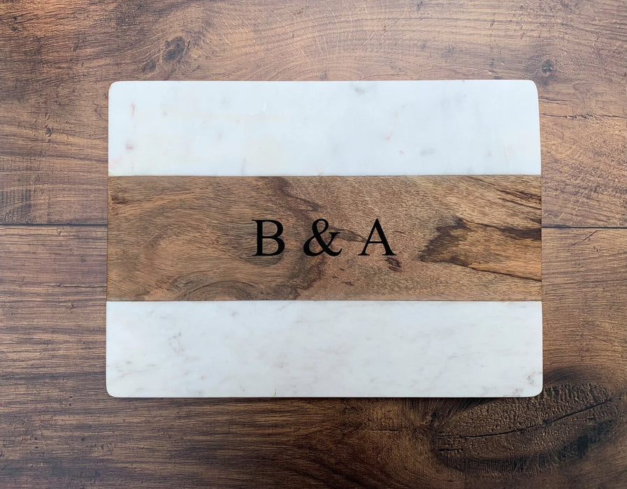 Custom Marble and Wood Serving Board