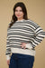 Women’s plus long sleeve sweater in soft striped knit – Heartland Store MN