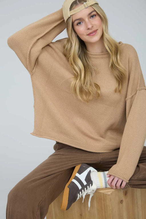 Heartland Store MN women’s tan sweater styled for fall in Minnesota