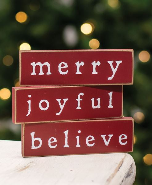 believe merry joyful mini blocks