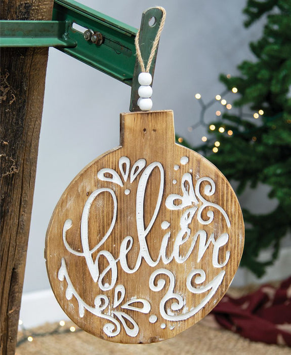 Believe Ornament Wooden Sign