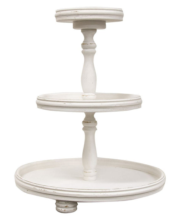 White  Wooden Three-Tiered Tray