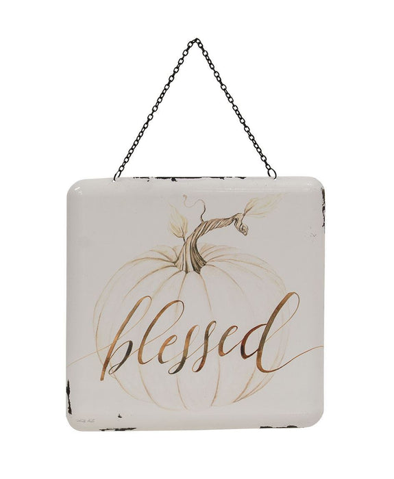 Blessed Pumpkin Enamel Hanging Sign