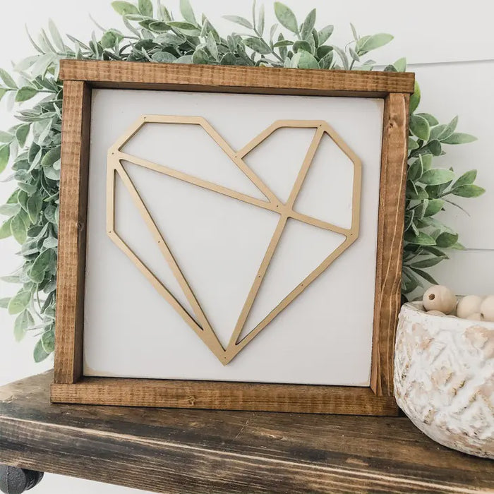 Geometric Gold Heart Sign