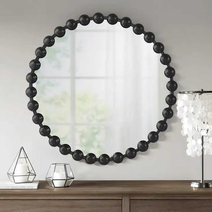 Round Iron Framed Mirror