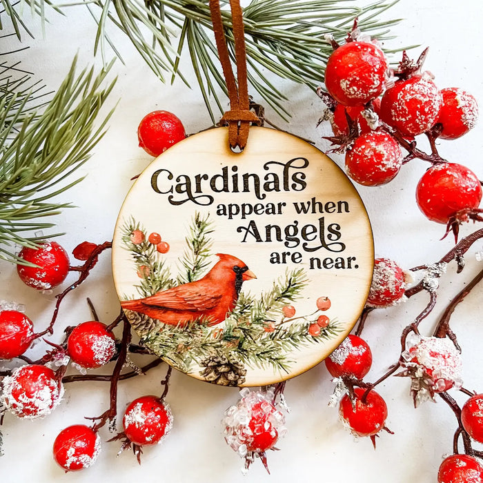 Wood Ornament: Cardinal Saying