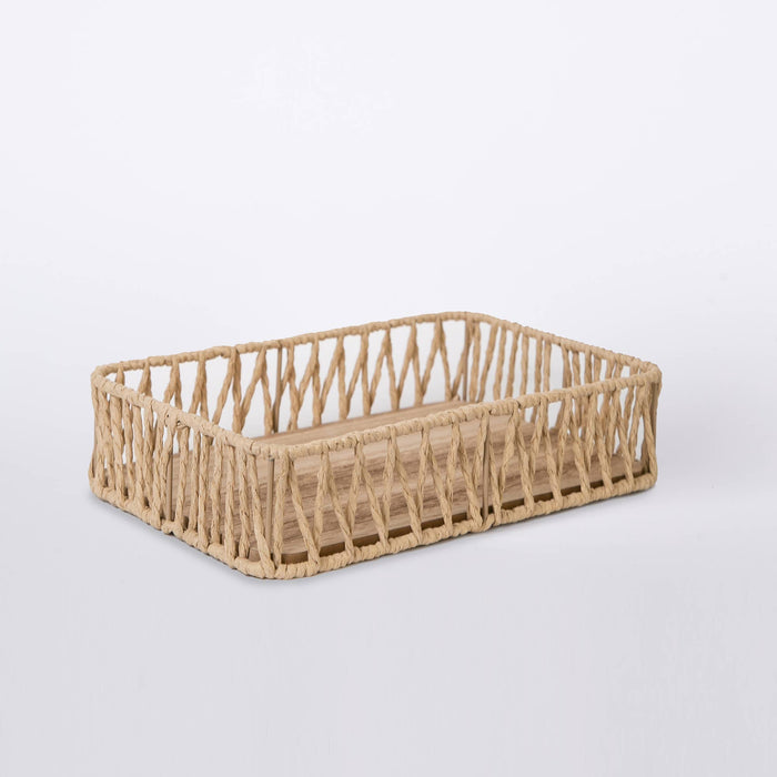 Wood and Woven Rope Tray