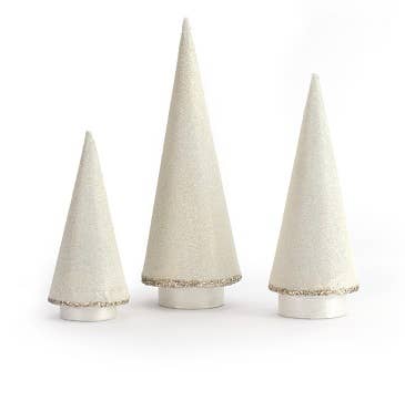 Solid Bead Cone Tree (Pearl White/Champagne Gold): 6.5"