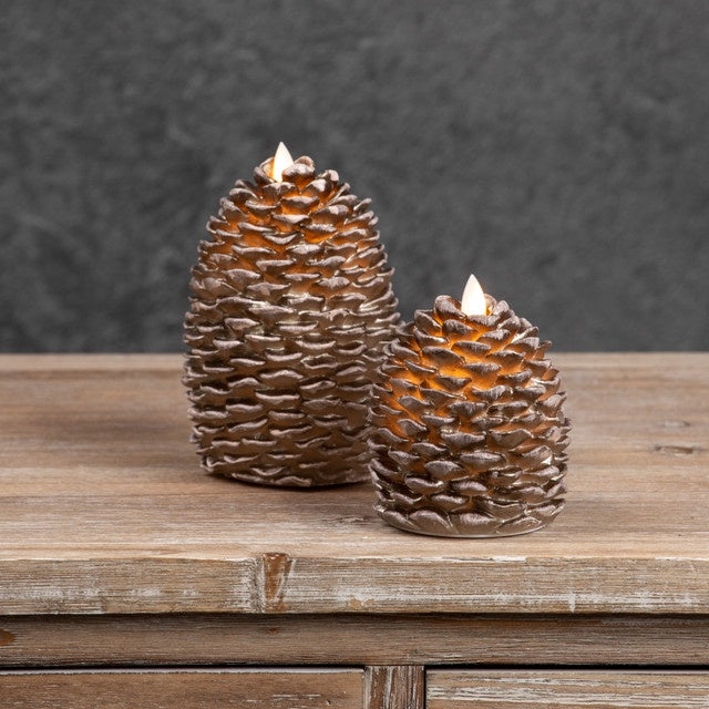 MOVING FLAME PINECONE CANDLE