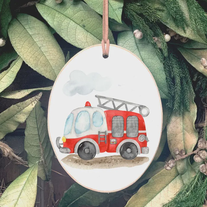 Fire Truck Wooden Ornament