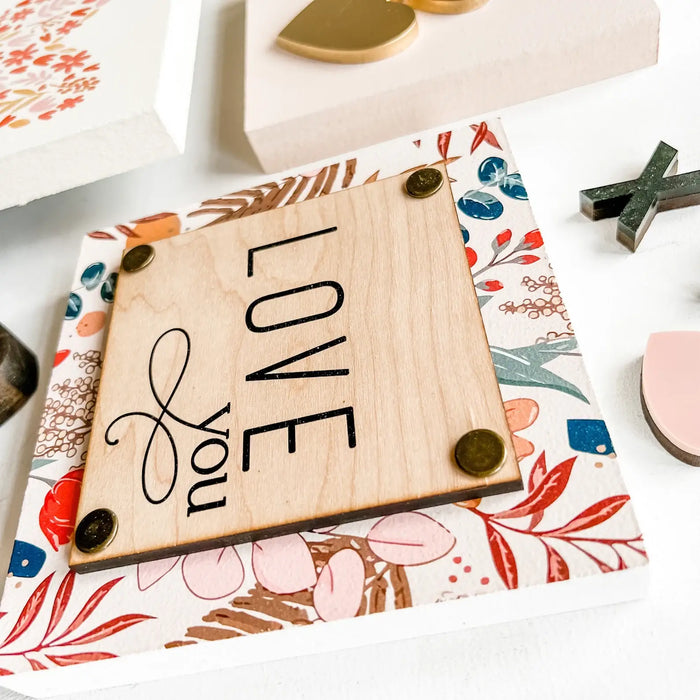 Mini Block Tiered Tray Sign: Love You Wording