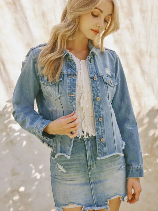 Kan Can Distressed Jean Jacket